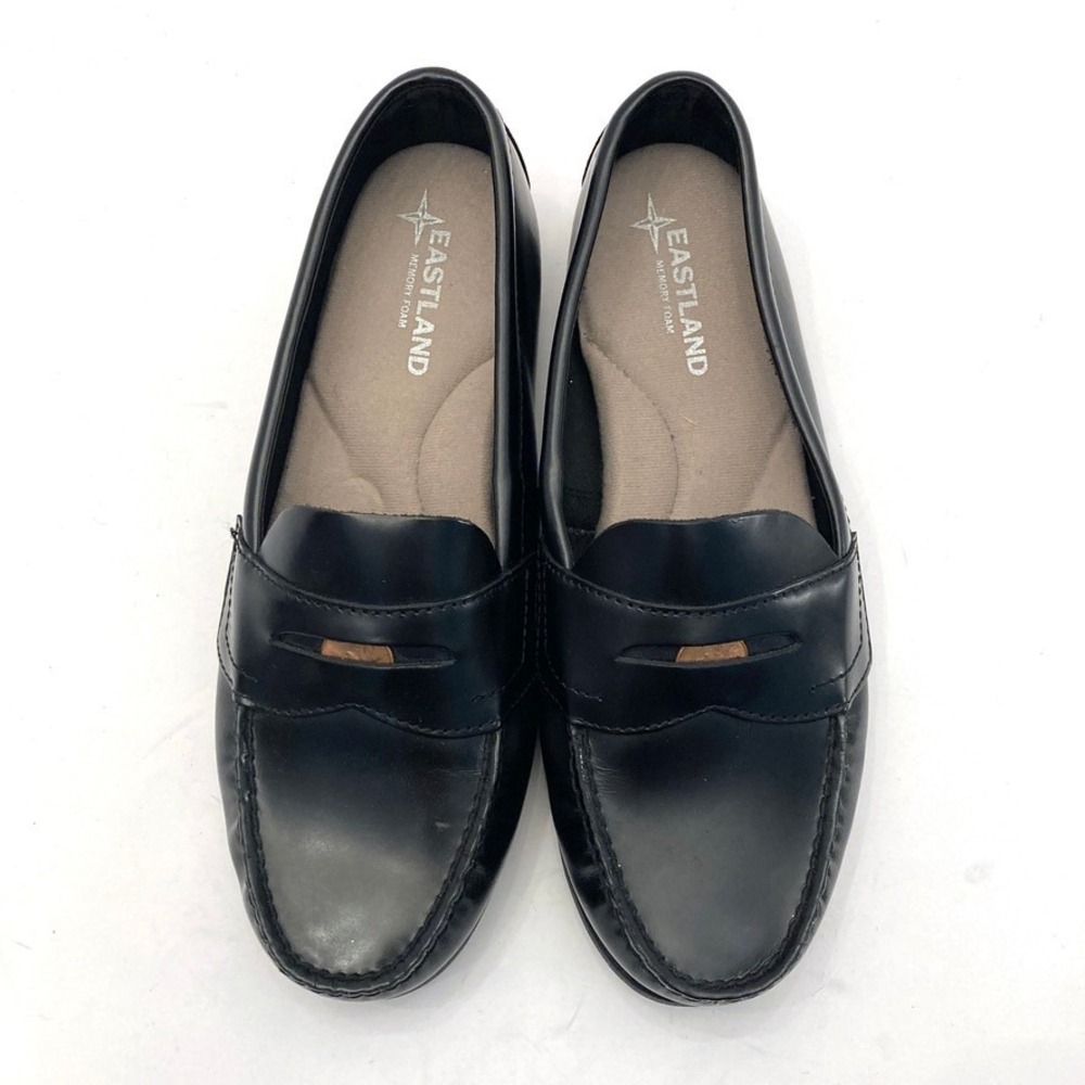 Eastland Classic II Penny Loafers Black Leather Womens 7.5 Wide Comfort Preppy